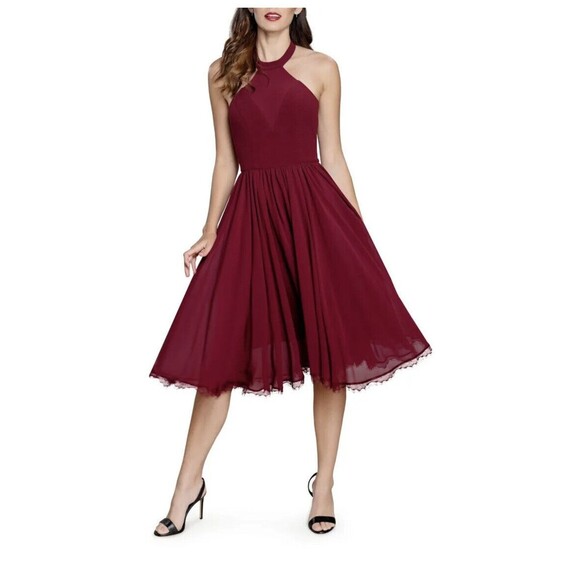 NWT Dress‎ the Population/Mac Duggal Giorgia Fit & Flare HALTER DRESS Size M/10 - Picture 1 of 6